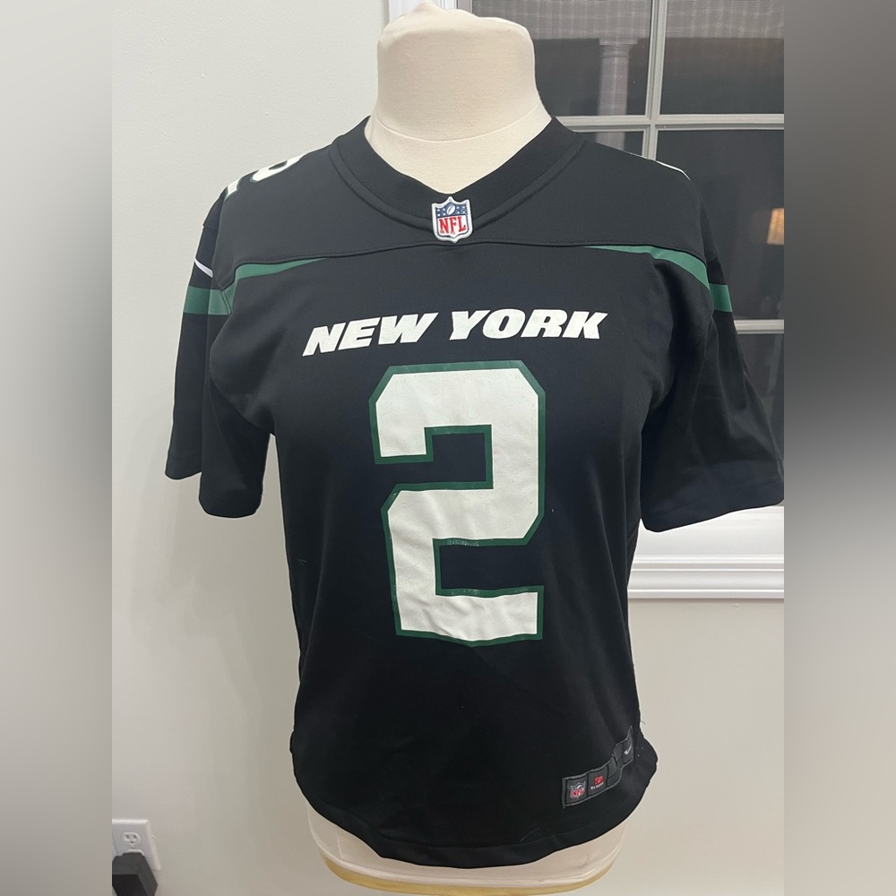 NIKE New York NY Jets‎ Zach Wilson #2 Jersey Black Woman’s Large NFL On Field